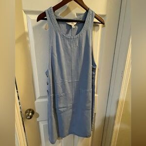 Vintage AKS Amy K Su Blue Denim Sleeveless Women Dress Size Medium